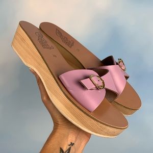 Ancient Greek Sandals Lavender Leather Slides